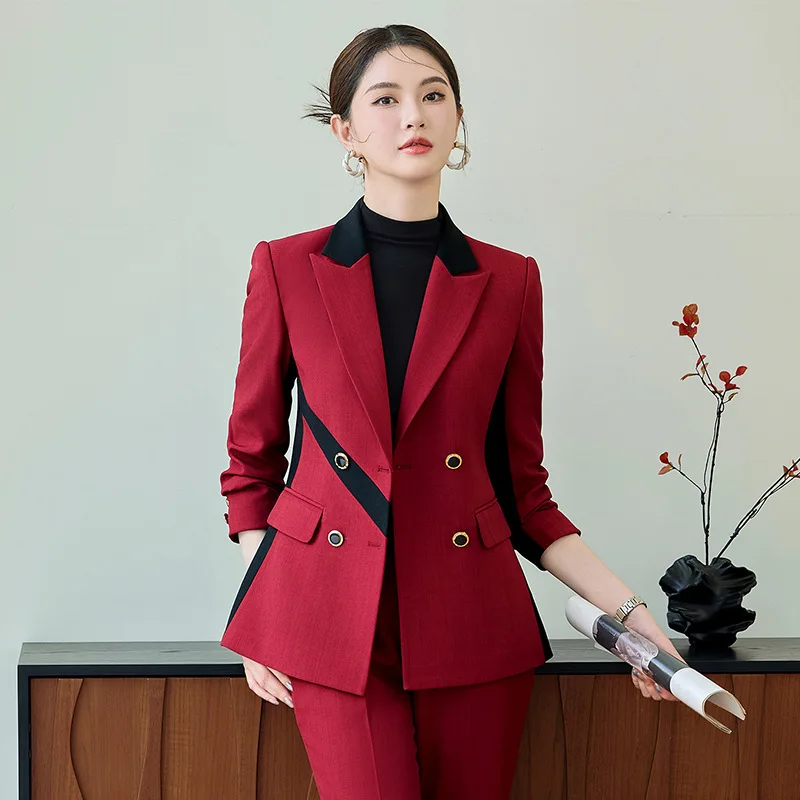 

Красный блейзер для женщин2025Новый весенне-осенний элитный профессиональный деловой костюм, модный костюм, рабочая одежда