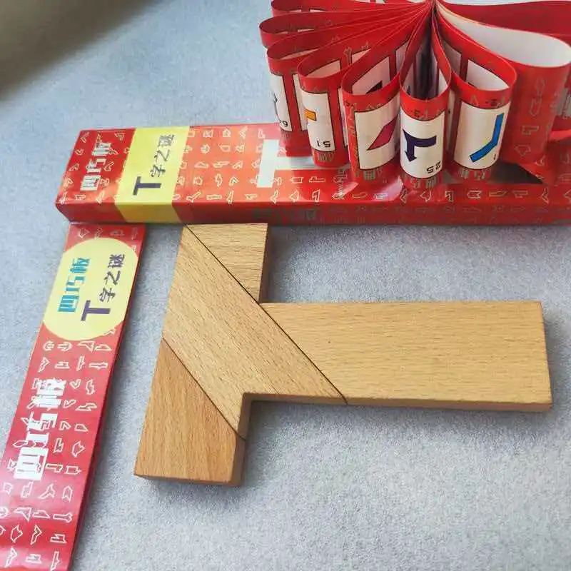 Classical Wooden T-Shaped Educational Puzzle Toy Brain Teasers for Adults Kids Boys Girls Mind Games IQ Challenge
