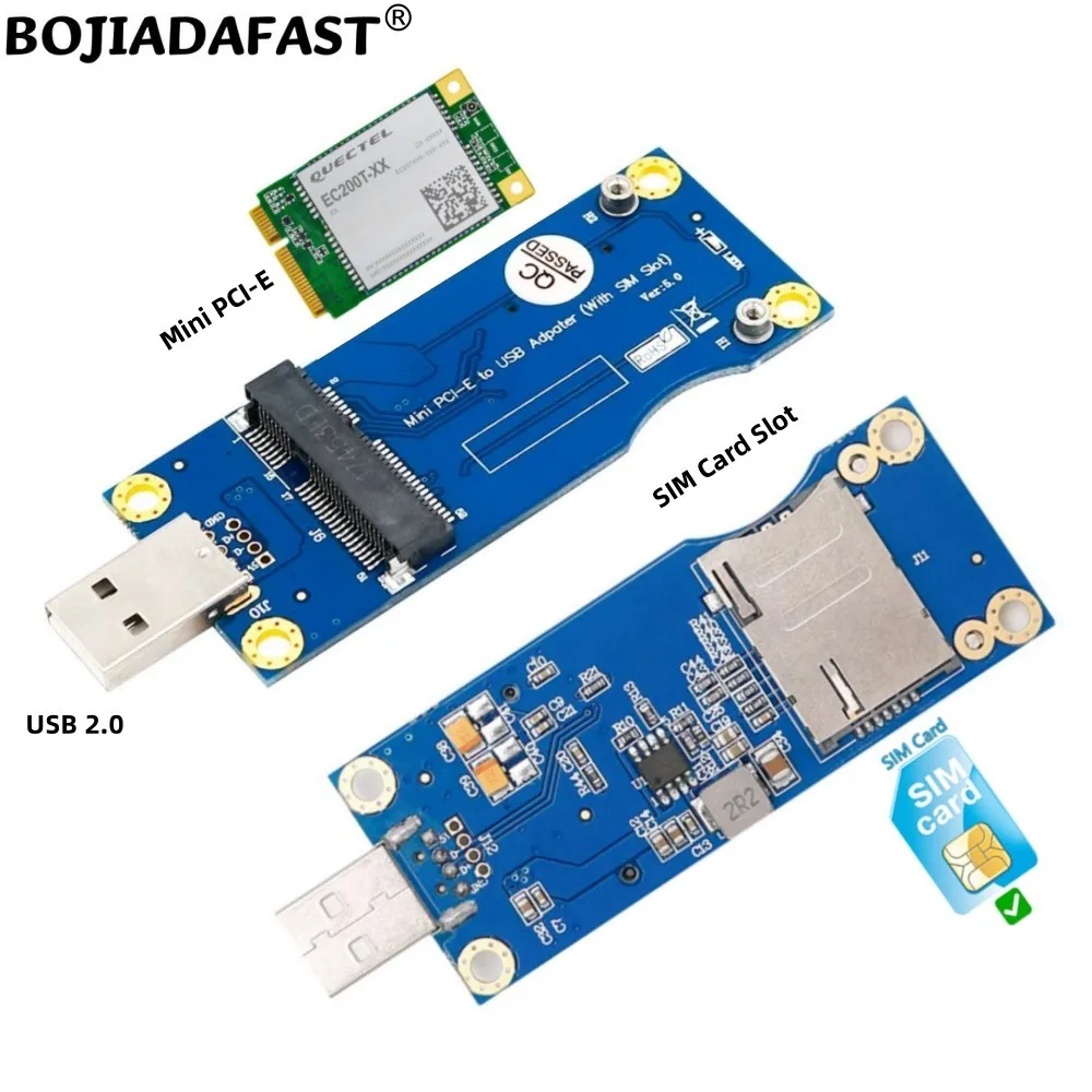 Conector USB 2,0 a Mini PCI-E, adaptador inalámbrico MPCIe, 1 ranura para tarjeta SIM estándar VER 5,0 para módem GSM 3G, 4G, LTE, módulo WWAN