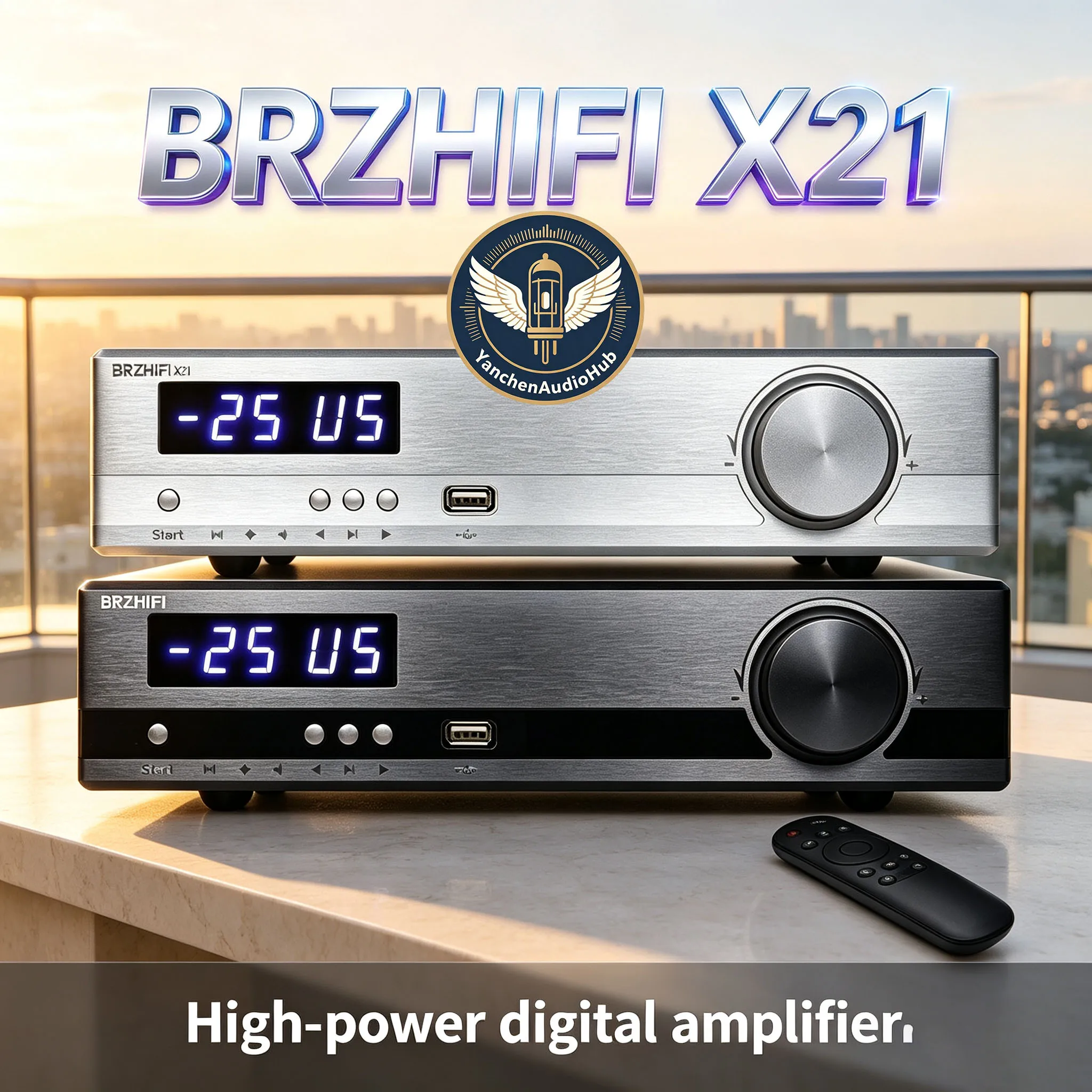 CHN 2027 BRZHIFI--X21-Digital Power Amplifier Subwoofer 2.1 Channel Heat Level Bluetooth 5.1