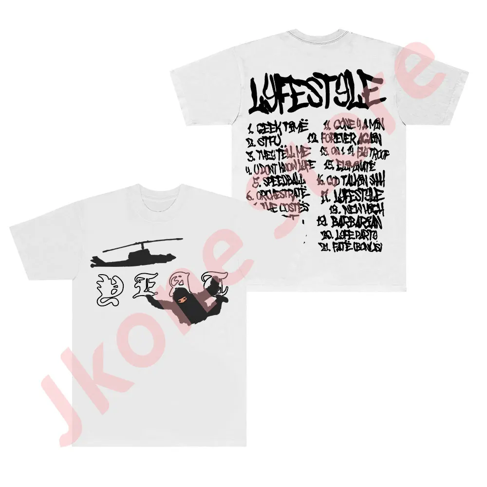 Yeat Lyfestyle Tracklist T-Shirts 2093 Tour Merch Tee Women Men Fashion Casual HipHop Style Short Sleeve