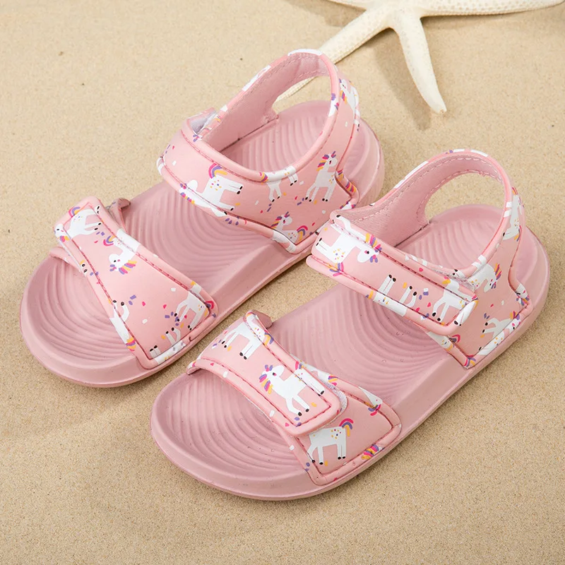 Children Sandals for Girls Summer EVA Soft Sole Boys Beach Shoe Anti Slip Outdoor Comfortable Kids Shoe Cute Cartoon Flat Sandal