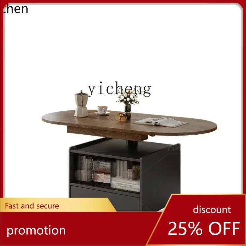 

ZMLmodern simple foldable lifting coffee table dining table integrated mobile small apartment living room sofa side cabinet