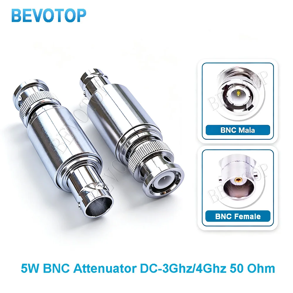 5W 50 Ohm BNC RF Attenuator 1-40dB DC-3GHz/4GHz RF Coaxial Power BNC Male to BNC Female Jack Attenuators for Wireless Communicat