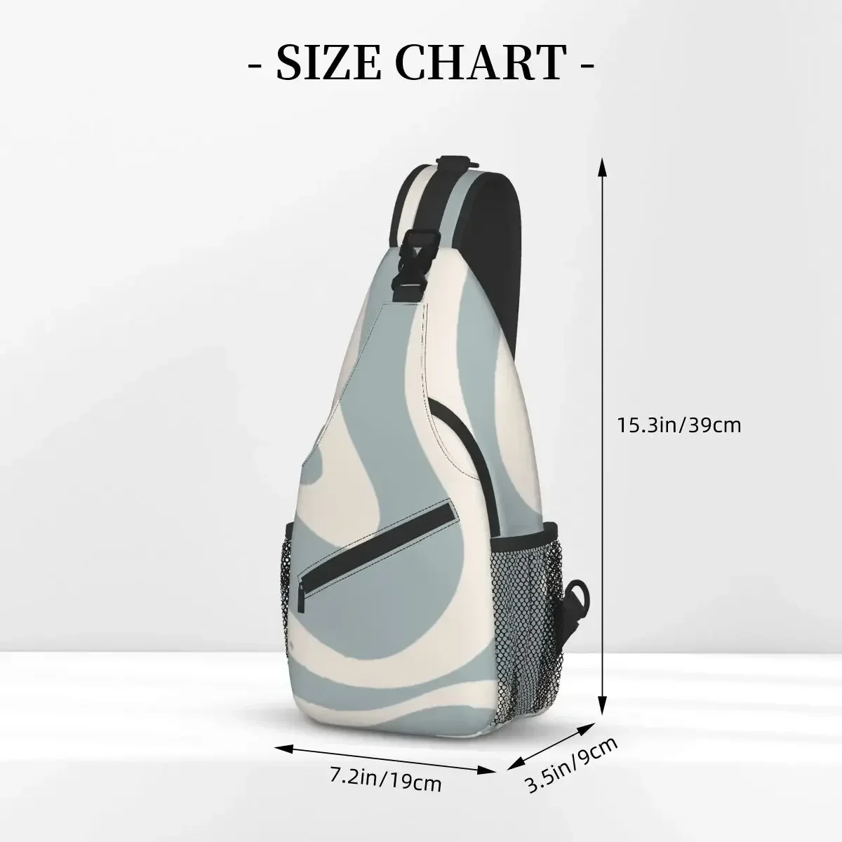 Liquid In Cream Light Blue-Grey Crossbody Chest Bags Swirl Pattern Pockets Travel Pack Messenger Sports Teens Shoulder Bag