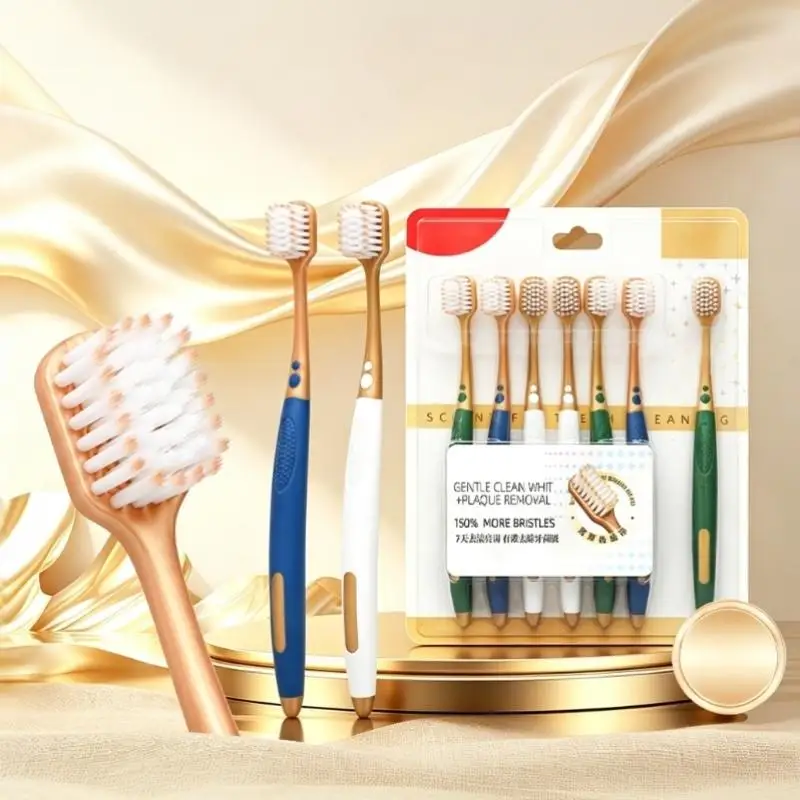 7Pcs Wide Head Adult Soft Bristled Toothbrush For Men Women Household Cleaning