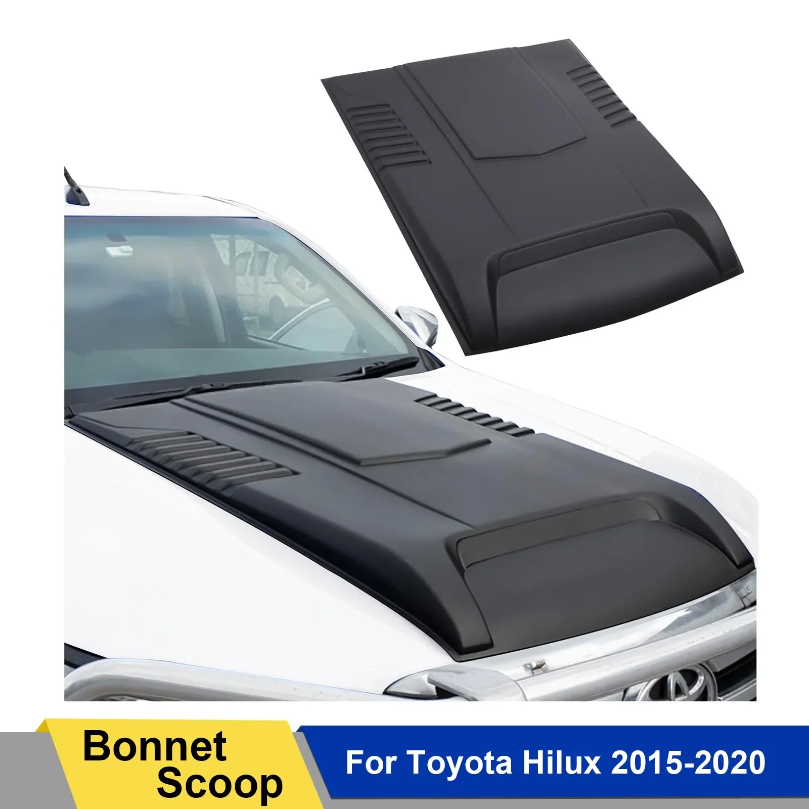 

BIG SIZE Matte Black Bonnet Scoop Hood Cover Guard Trim Protector For Toyota Hilux 2015 2016 2017 2018 2019 2020