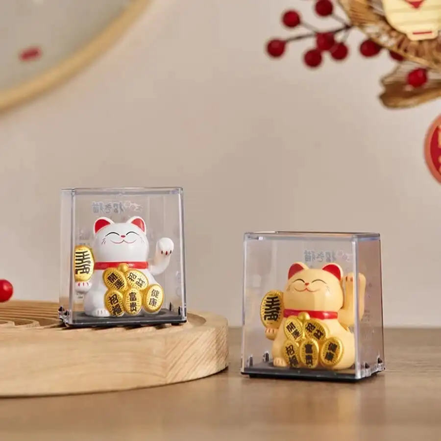 1PC DIY Maneki Neko Lucky Cat Home Decor Waving Cat Feng Shui Ceramic Statue Kawaii Room Decor Accessories Office Ornaments Toys