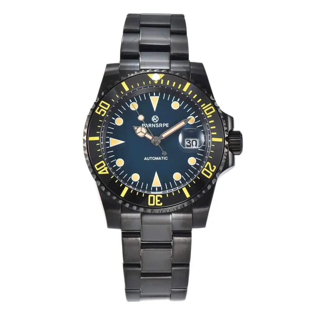 

PARNSRPE 40MM 8215 20bar Men's automatic diving watch Bracelet 3.8 Crown sapphire crystal Luminous pointer