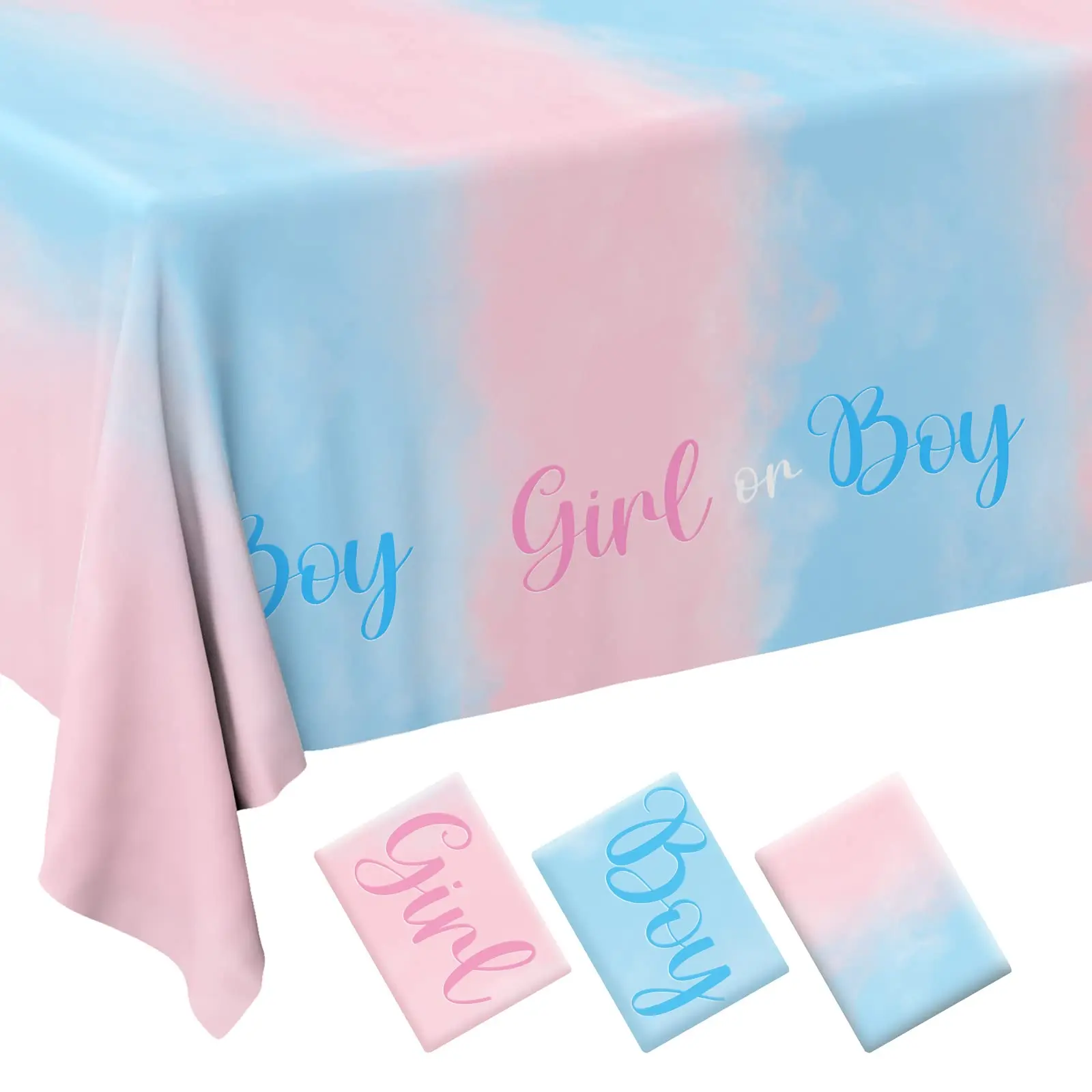 Gender Reveal Party Supplies Disposable Tablecloth Waterproof Table Cover for Boy or Girl Baby Shower Birthday Party Decorations