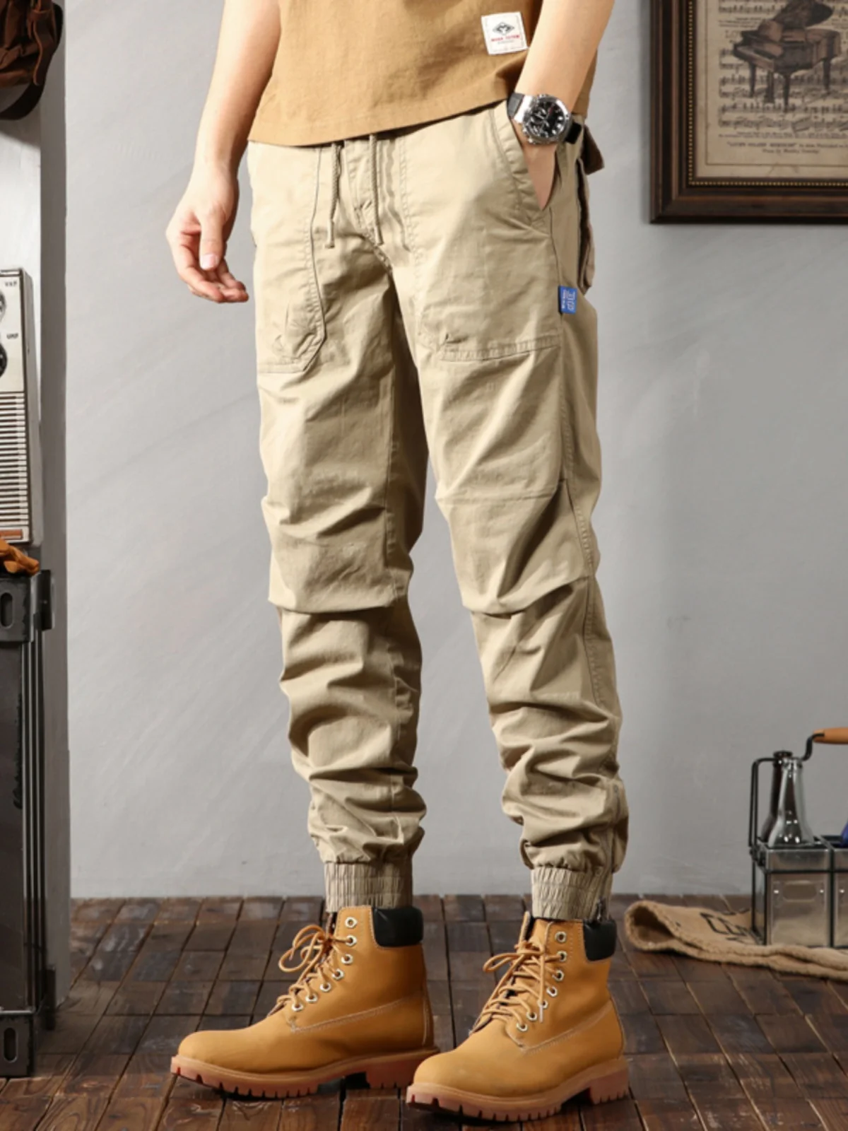 Zip Decorated Casual Work Pants Men's Trendy Brand Spring Autumn Winter Pure Cotton Cuffed Loose Versatile Casual Fce Long...