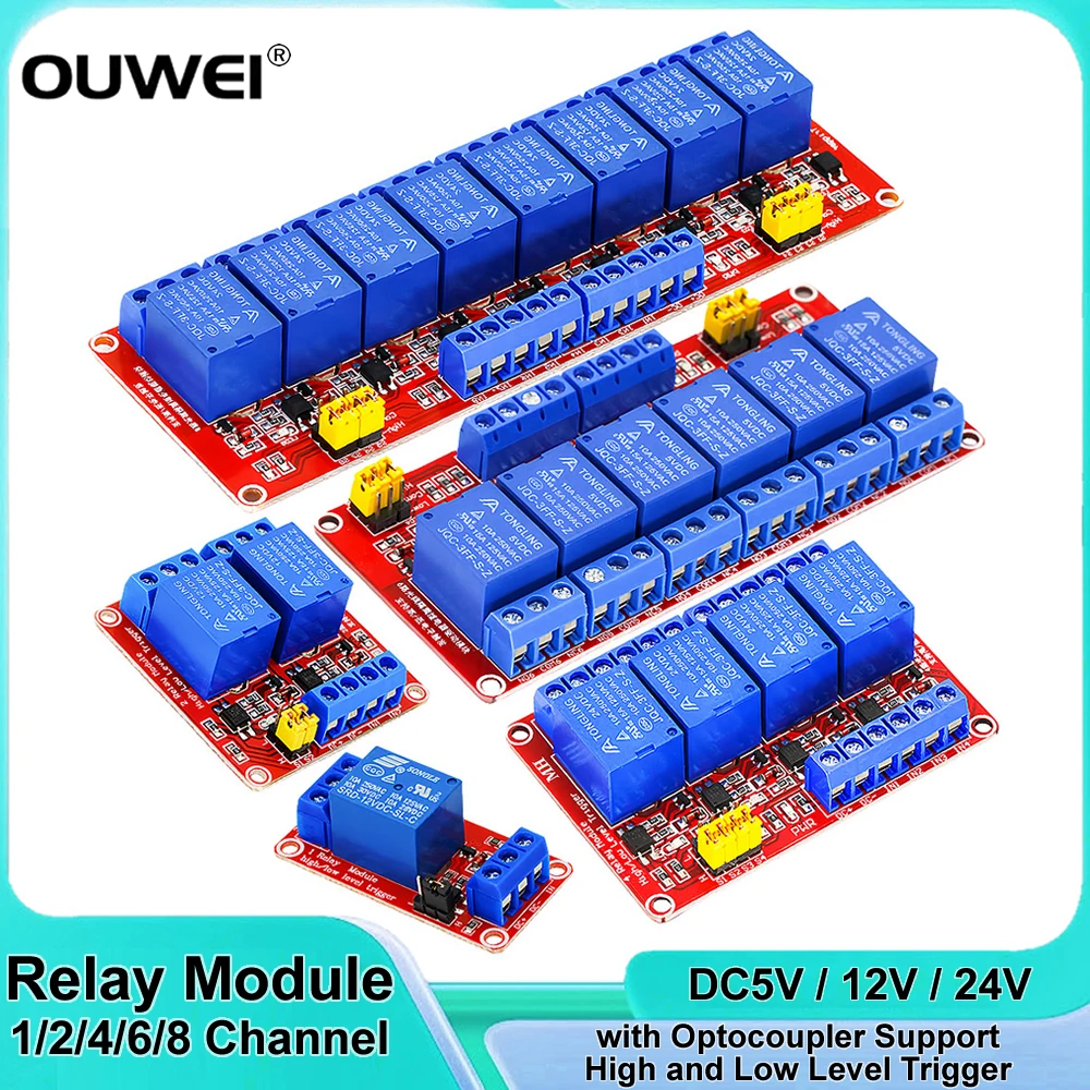 5V 12V 24V Relay Module 1 2 4 6 8 Channel Relay Module Board with Optocoupler Support High and Low Level Trigger for Arduino