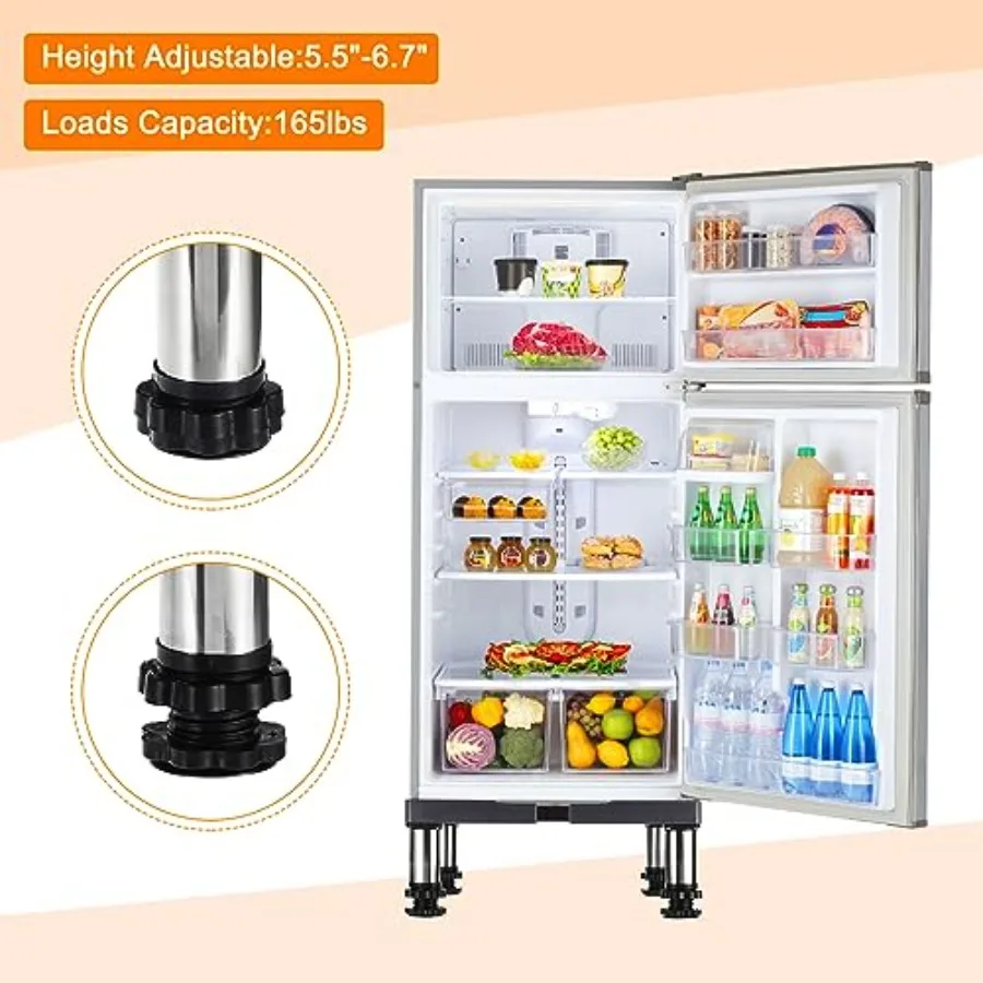 PATIKIL Mini Fridge Stand 4 Strong Feet Laundry Stand Base Multi-Functional Adjustable Base Tray Anti-Vibration for Refrigerato