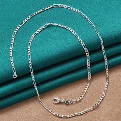 925 Sterling Silver 2mm Width Figaro Chain Necklace for Women Men's Jewelry High Quality