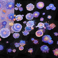 6sheets PET Transparent Firework Sticker for Scrapbooking Stickers for Journaling Supplies Collage Diary Decoration Stickers