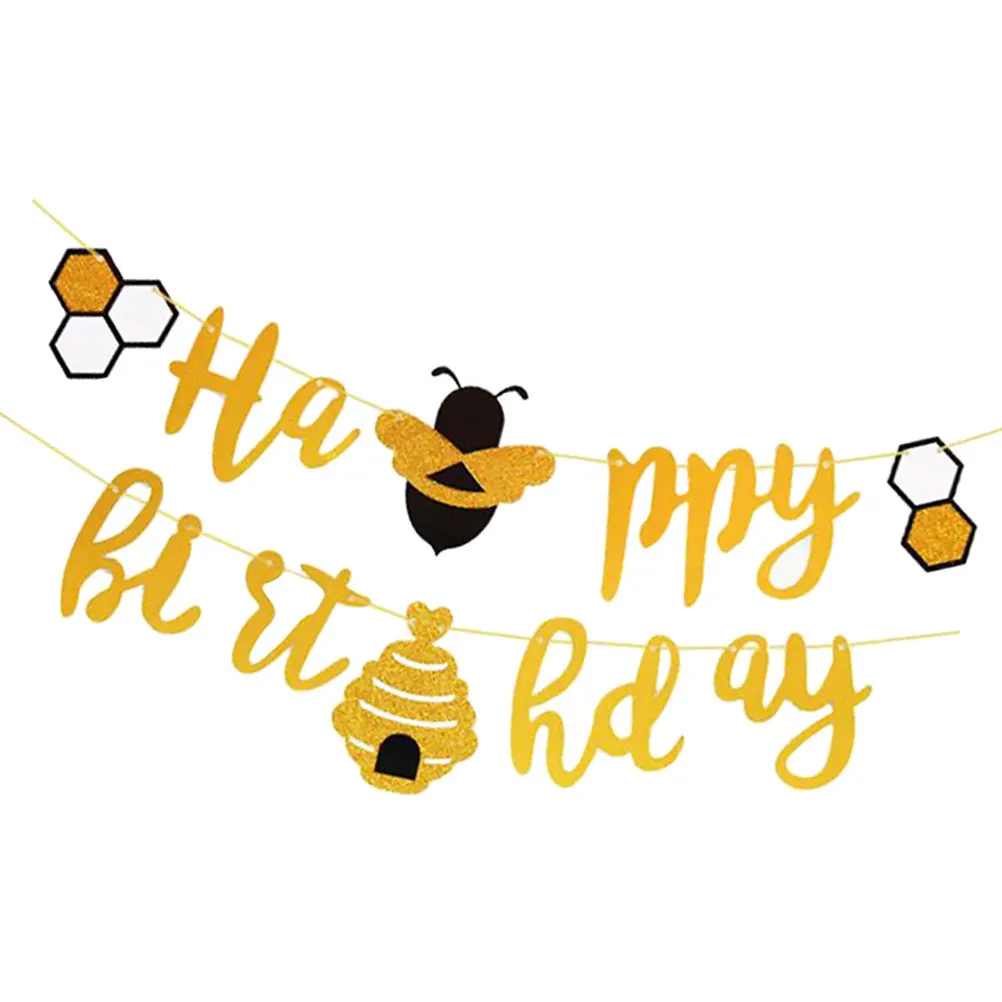 

1pc Bee Decorative Honey Bee Party Supplies Birthday Party Supplies Hanging String Flag Reusable Paper DIY Streamers