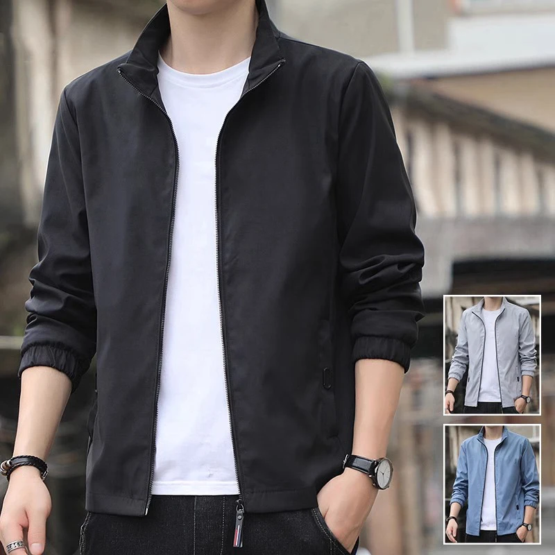 فضفاضة تناسب الوقوف طوق الرجال Jaet ربيع الخريف ملابس غير رسمية Adstrative Sle ملابس خارجية البوليستر طويل Sve سستة ديسمبر... #4