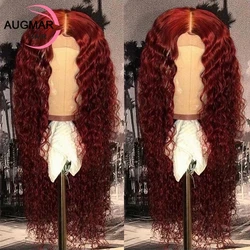 13x4 360 Red Curly Lace Front Human Hair Wig Transparent HD Lace Wig 13x6 Human Hair Lace Frontal Wig Pre Plucked Glueless Wigs