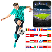 24pcs Mini Flag with Poles International World Country Flags Football 2024 Flags for Party Decorations Bars Sports Clubs