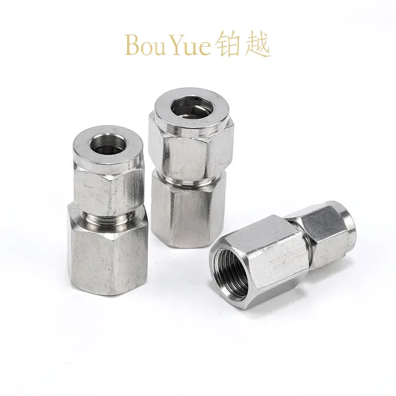 for PCF10 304 Stainless Steel Ferrule Through Connector Internal Thread G1/4-8 Copper Pipe Gas Source Instrument End Point