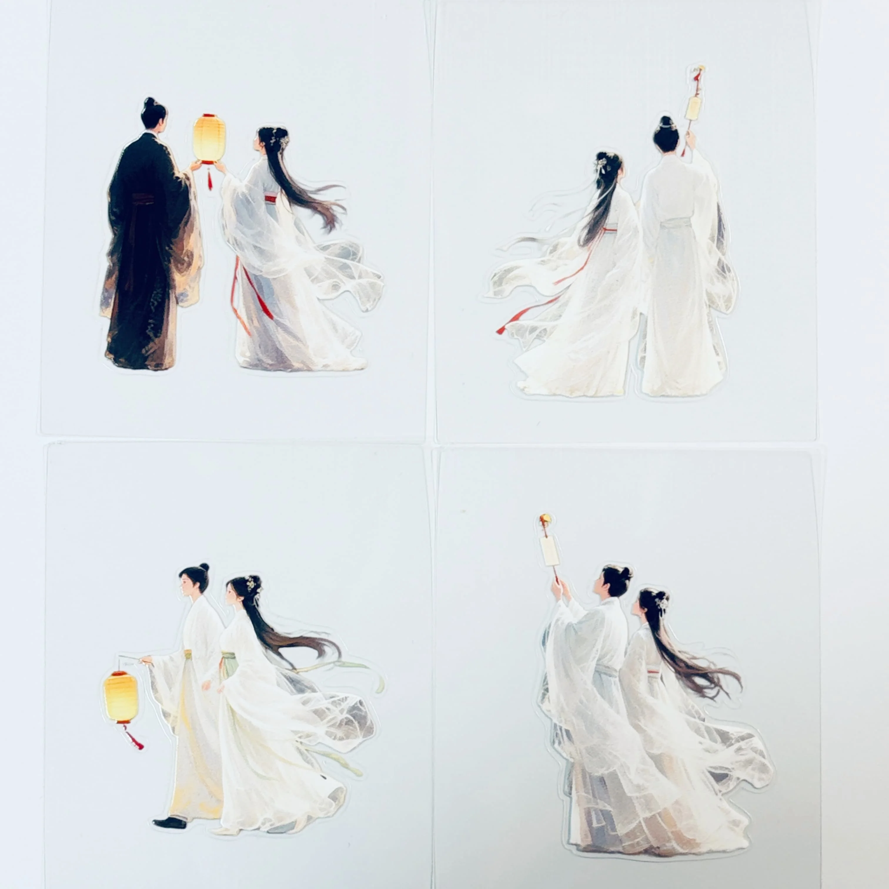 

11.8 4 Models, Sticker DIY Antique Couple Model, Mobile Phone Back Card, Landscaping Collage PET.