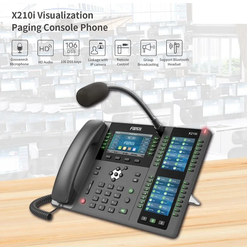 Fanvil X210i voip phones High-end Enterprise IP Phone 20 SIP lines POE Supports High Quality push button landline telephone
