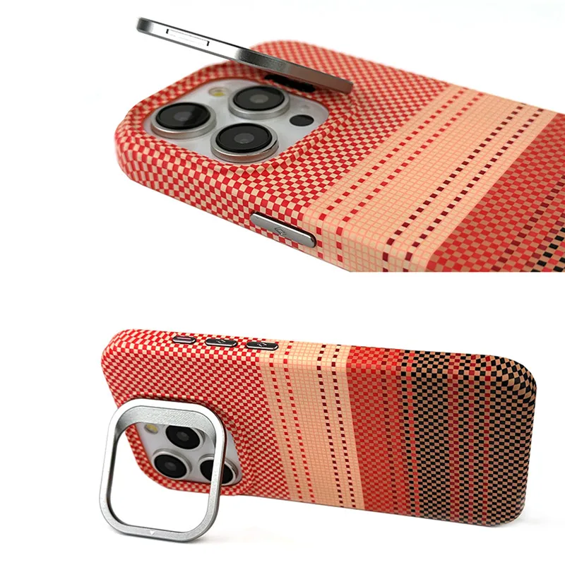 Karbon mosaic Magnetic Hard Back Case For iPhone 13 14 15 Pro Max Matte Patterned  kickstand pc+Metal Back Case Slim Cover