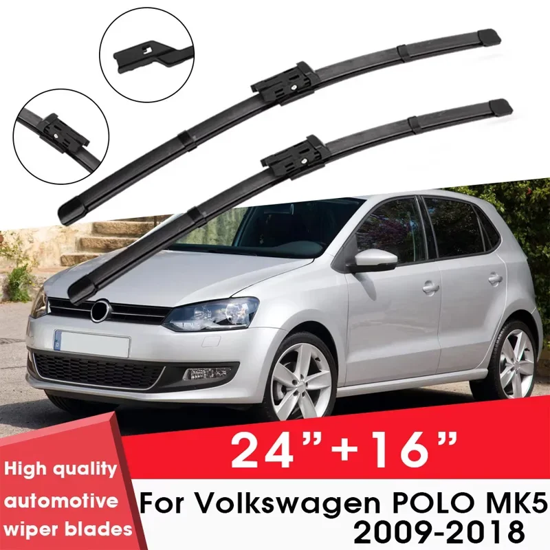 

Car Wiper Blade Blades For Volkswagen POLO MK5 2009-2018 24"+16" Windshield Windscreen Clean Rubber Silicon Car Wipers