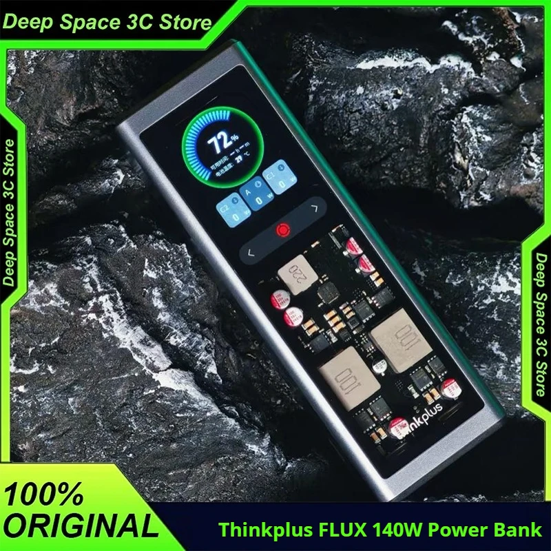 

ThinkPlus Flux 20000mah Power Bank 140W Fast Charging With 2.01-inch TFT Color Screen Type-C & USB a For iPhone17 Huawei Laptop
