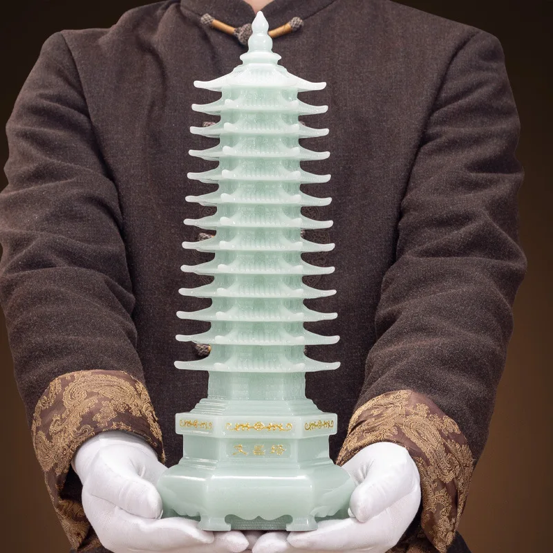 High-end Thirteen Floors Wenchang Pagoda - Symbol OfExam Successful Imitation Jade Home Decor Crafts Figurines Ornaments