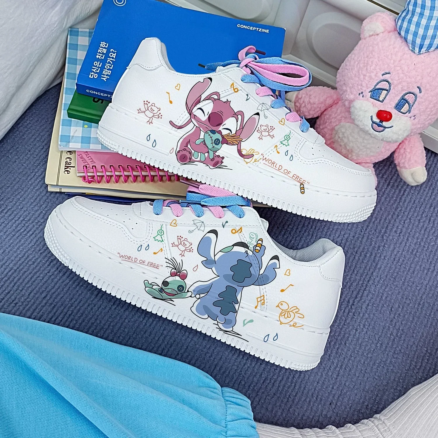 

New Disney women Stitch princess cute Casual shoes non-slip soft bottom Mickey Mouse sports shoes for girl gift