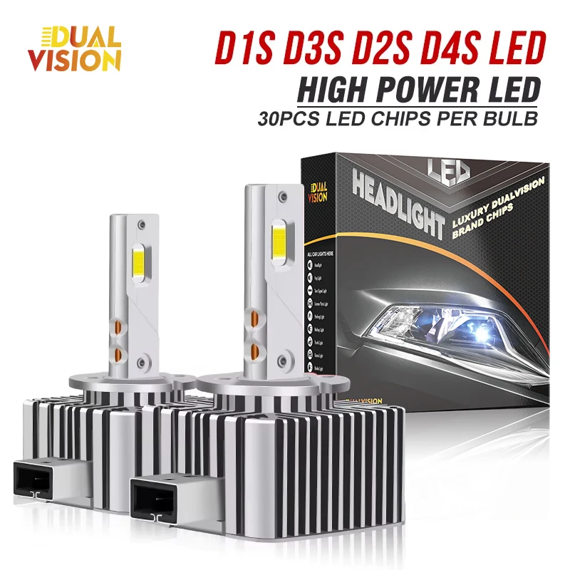

DUALVISION D1S LED D2S D3S D4S D8S HID D1R D2R D3R D4R Headlight Bulb Car Turbo LED CSP Lamp Canbus 150W 6000K White Plug&Play