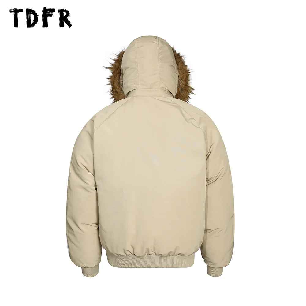 Solid Color Spliced Padded Jacket Mens Pocket Winter Warm Raglan Sleeve Loose Hooded Long Sleeve Thick Quilted Jacket Men