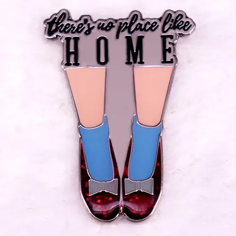 Theres No Place Like Home Glitter Red Shoes Enamel Pin American Musical Fantasy Film Brooch Jewelry Gift