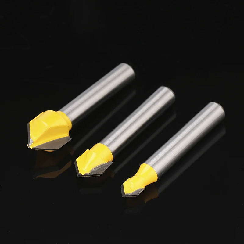 1/4 Shank V Slot Router Bit 90/60 Degrees 3D CNC Solid Carbide Milling Cutter For Wood MDF Engraving Woodworking Tools