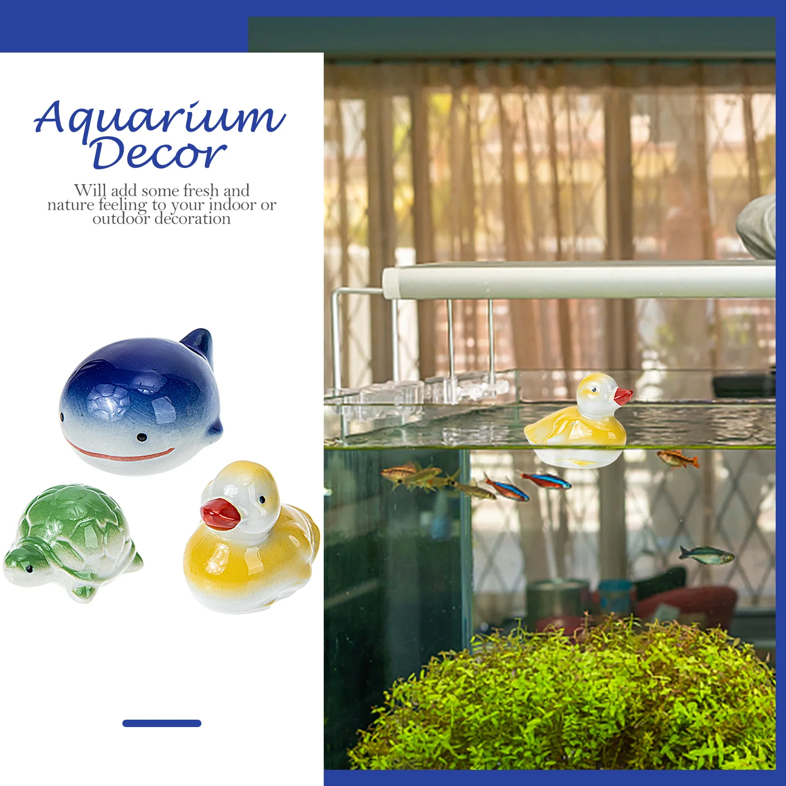 

3Pcs Floating Ceramic Aquarium Decor Fish Tank Ornaments Hand Painting Decoration Aquarium Supplies for Home Garden