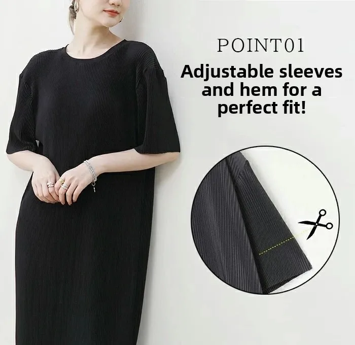 Fashionable Comfortable Pleated Loose Women's Dress Trendy High Waist Polyester Fiber Long Sleeve mid Length H Type City Walk