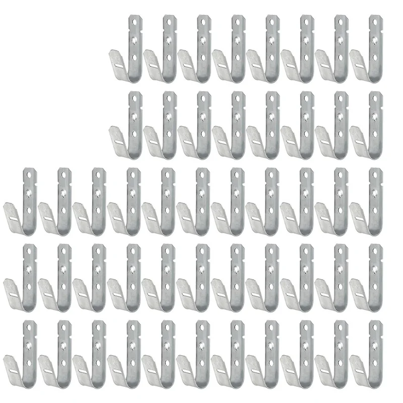 CHCH Wall Mounted For Hanging, 3/4 Inch Cable Hooks, 50 Pieces Cable Support J-Hooks In Galvanized Design