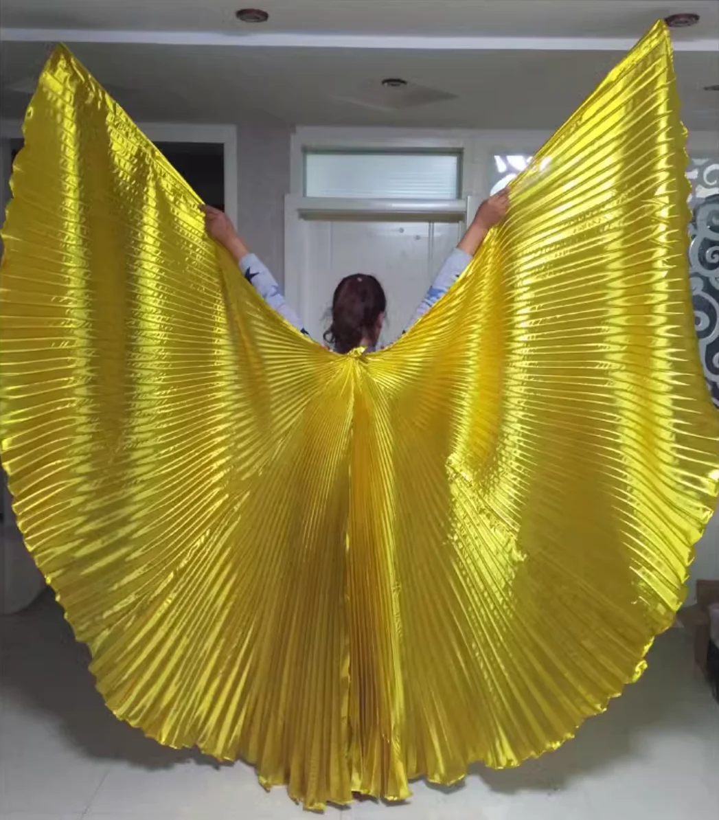 Belly Dance Butterfly Wings Adult Women Gold Belly Dance Costume Shinny Indain Stage Performance 360 Degrees Dance Wear