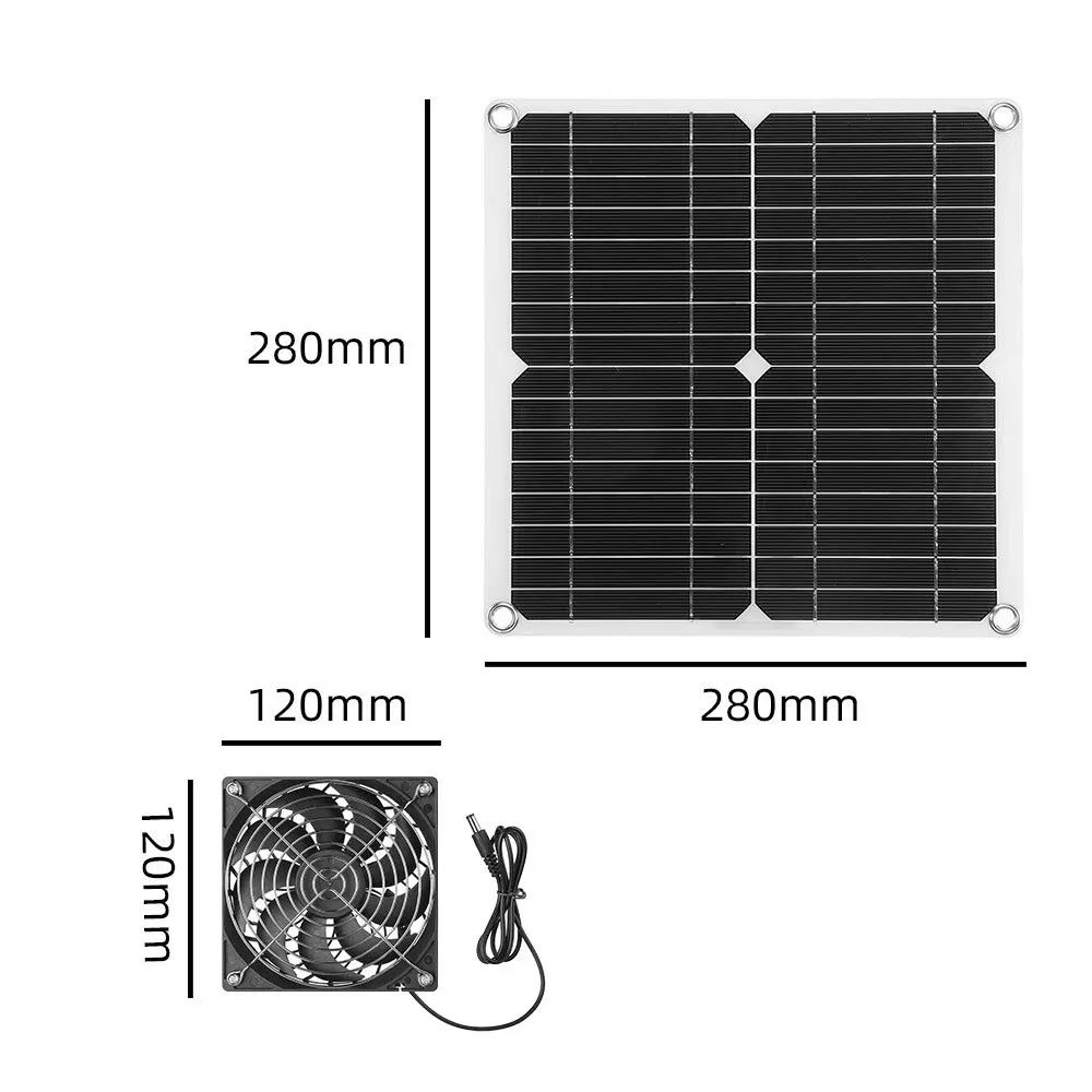 500W  Solar Panel Powered Fan 10 Inch Ventilator Solar Exhaust Fan For Pet Poultry House Greenhouse RV Roof Solar Exhaust Fan12V