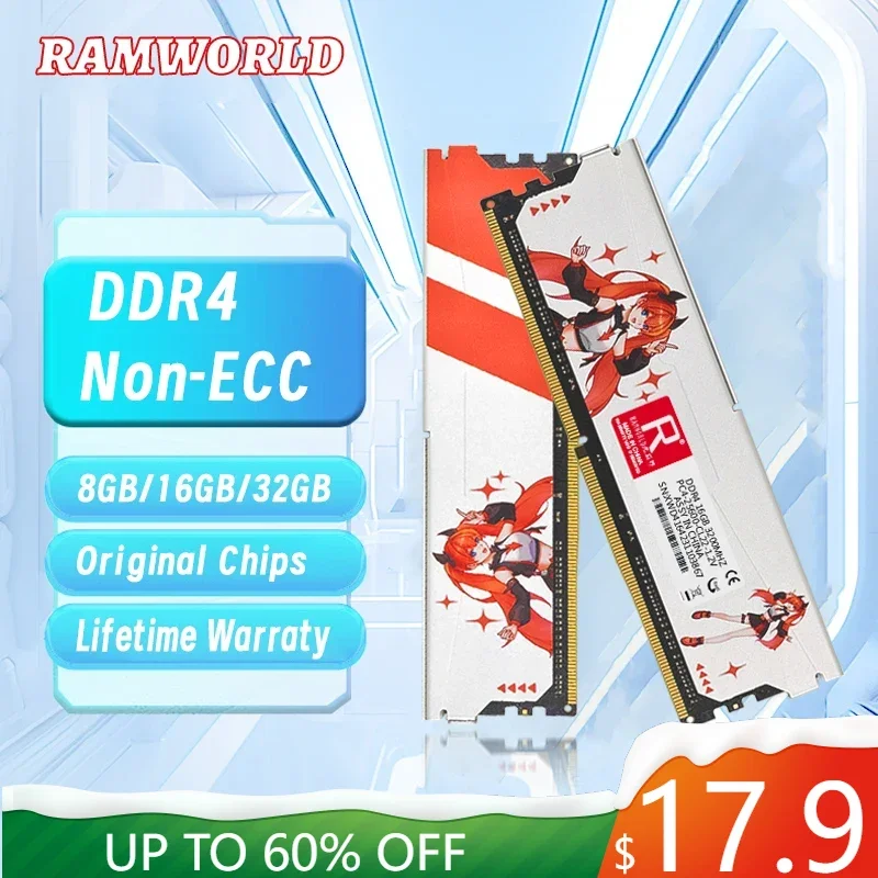 RAMWORLD Memoria RAM DDR4 3200MHz 2666MHz 2400MHz 2133MHz 8GB 16GB 32GB Gaming  Desktop Memoria Ram DIMM Computer Memory