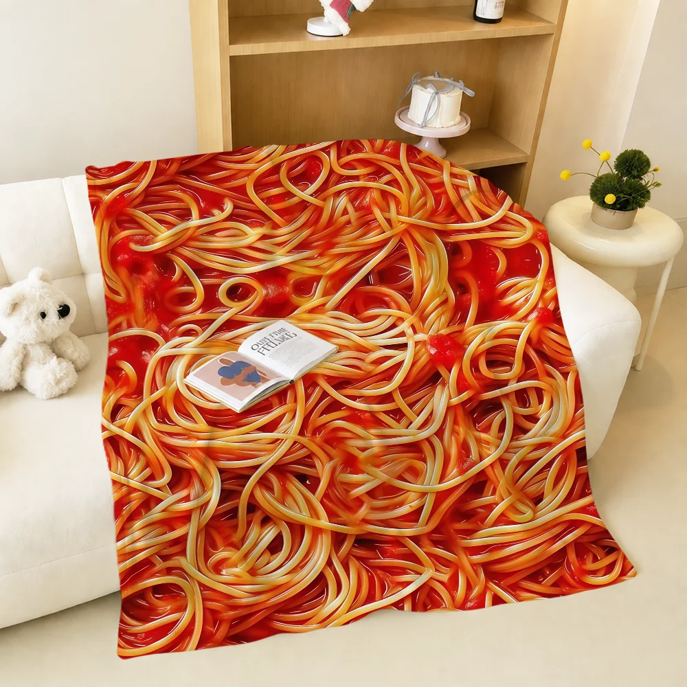 Novelty Realistic Ramen Pasta Art Pieces Warm Soft Plush Blanket Sofa Living Room Nap Home Bedroom Travel Gift Flannel Pet Hogar