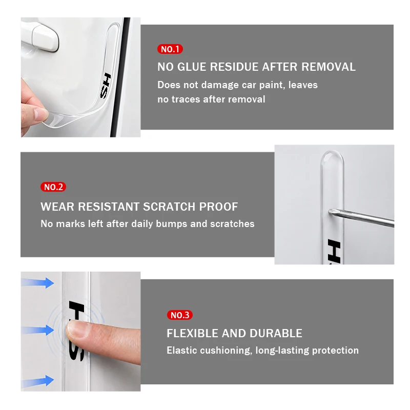 4Pcs Clear Car Door Edge Guard Anti‑Scratch Anti‑Collision Protective Strips For MG HS RX5 RX8 350 550 GS GT Hector Gundam Auto