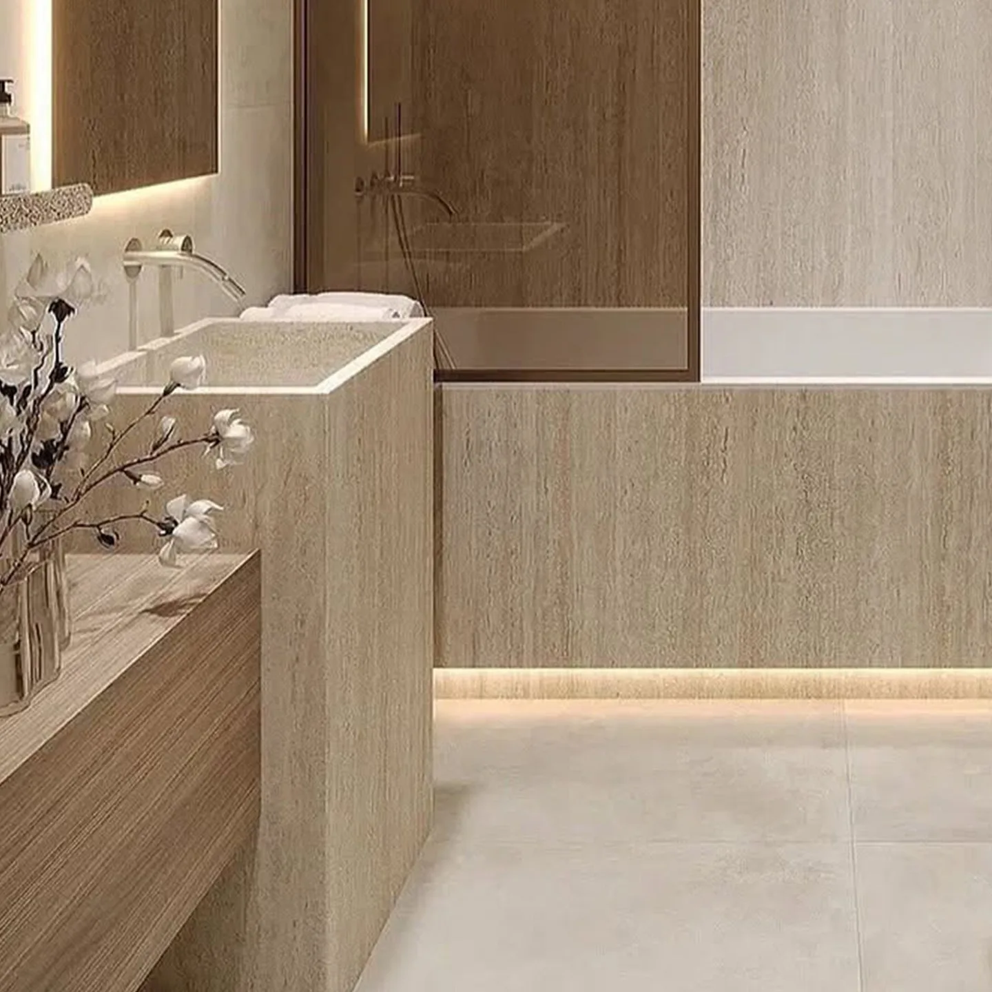 Custom Double Marble Vanity Sink Integrated Natural Stone Wash Basin Rectangle Marble Sink for Hotel Master Bathroom Cabinet image 3