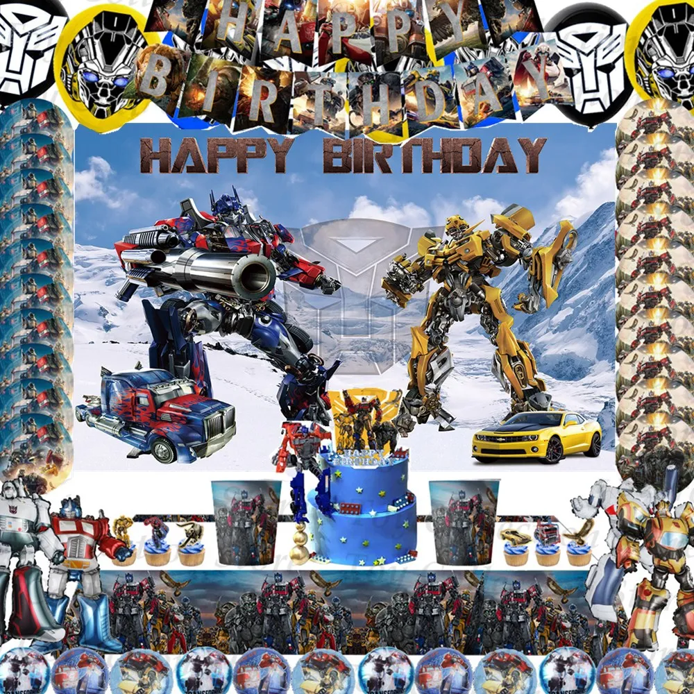 

Anime Autobots Kids Birthday Tableware Party Decoration Transformer Paper Cup Plate Napkins Baby Shower DIY Event Party Supplies