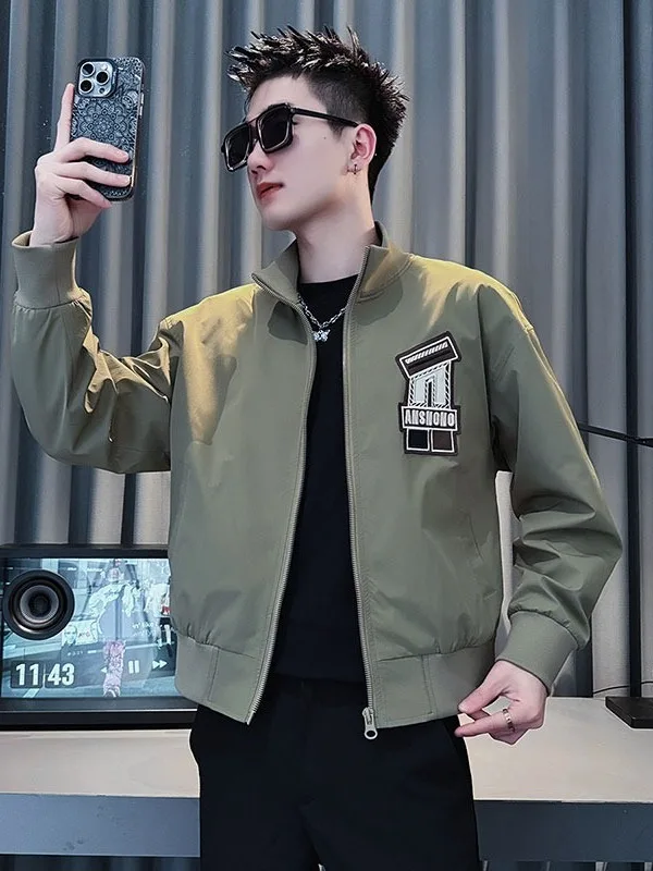 

Модный вышитый воротник-стойка, мужской модный тюнер, весенне-осенний повседневный длинный свек, застежка-молния, шляпа в комплекте