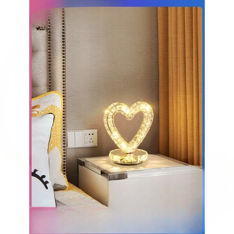

Table lamp bedroom bedside creative led heart-shaped wedding room table lamp warm bedside lamp