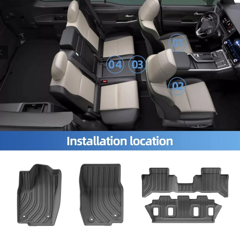 لكزس GX550 GX550h 5 مقاعد نموذج 2025 2024 الحصير سيارة الجذع مسند الظهر وسادة TPE ثلاثية الأبعاد المضادة للانزلاق القدم حصيرة حماية الأسود