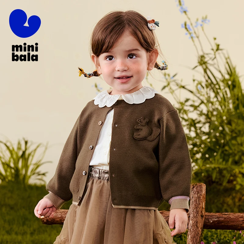 

Мини-кардиган Bala для девочек, осень-зима 2025 г., теплый эластичный антипиллинг для малышей