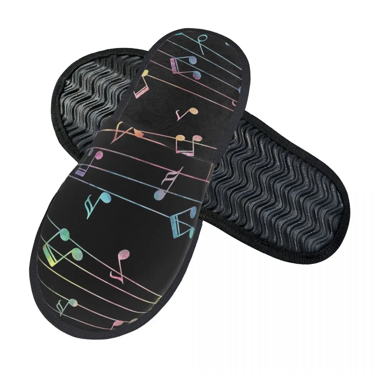 Custom Music Notation Musical Notes Slippers Memory Foam Warm Soft Women House Slipper Bedroom Comfy Shoes